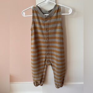 Striped Knit Sleeveless One-Piece Romper in Brown & Gray